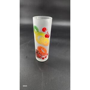 Mid Century Modern Vintage Federal Frosted Fruit Tom Collins Highball Glass
